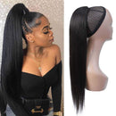 Seelaak 24 Inch Straight Ponytail Hairpiece for Black Women Straight Drawstring Ponytail Human Hair seelaak