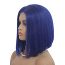 Short Bob Wigs Royal Blue T-Part Lace Front Human Hair Wigs Middle Part Pre Plucked Hairline with Baby Hair,Straight Brazilian Real Human Hair Lace Part Bob Wigs for Women Bleach Knots 180% Density 8" Ubetta Store