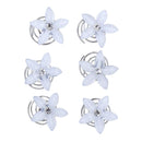 LUX ACCESSORIES White Flower Crystal Rhinestone Fashion Silvertone Hair Twist LUX ACCESSORIES