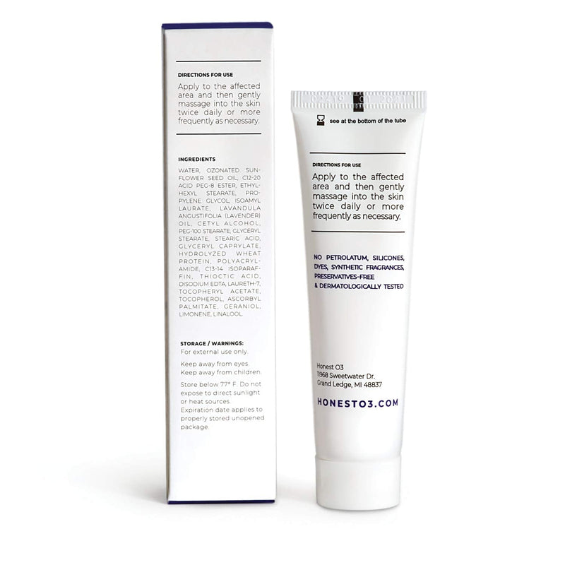 Honest O3 Liniment 10% Ozone Oil | Natural Ozone Infused Skincare Cream | Promotes Healthy Skin | Moisturizes & Nourishes | Fast Absorbing Ozone Cream 1.2 Ounces Honest O3