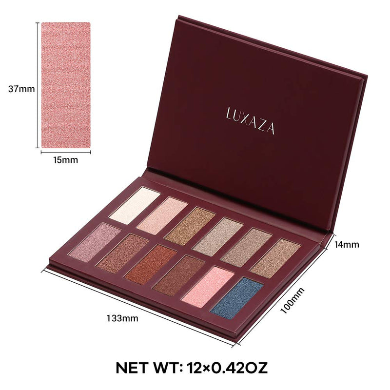 LUXAZA Neutral Nudes Makeup Eyeshadow Palette Brown Metallic, Warm Natural Bronze Copper Pearl Shimmer Satin Eye Shadow, Highly Pigmented Makeup Palette LUXAZA