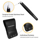EXCLAIM BEAUTY Tweezers for Women & Men Pack of 4 Stainless Steel Tweezers Set, Precision Tweezers for Eyebrows Splinter Ingrown Hair Removal Tweezers Kit for Women with Leather Case – Matte Black Exclaim Beauty