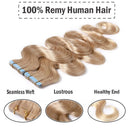 22 Inch Tape in Human Hair Extensions Wavy Thin Long Hair 100g 40pcs/pack Seamless Skin Weft Glue in Body Wave Human Hairpieces with Invisible Double Sided Tape