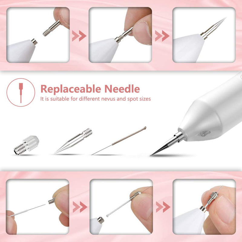 Portable Beauty Equipment With Home Usage, USB Charging, 30 Replaceable Needles, 9 Levels Adjustable, Silver AMZGIRL