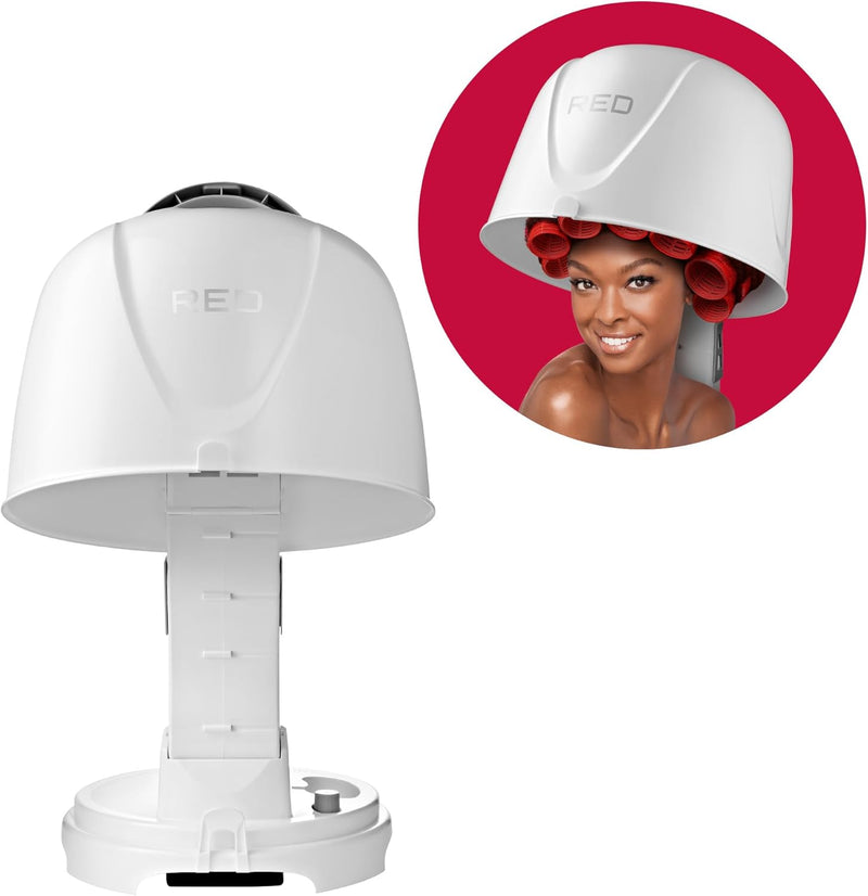 Red by Kiss 3000 Ceramic Tourmaline Professional Hood Dryer, 4 Heat Settings Blow Dryer for Home & Salon, Height Adjustable Convenient Big Hood Size Extra Coverage Infinity Warehouse