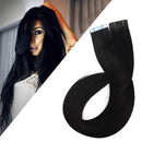 Benehair Tape in Hair Extensions Human Hair 24 inch Rooted Tape in Real Remy Hair 100g Dark Black for Women Seamless Skin Weft Long Straight Hair Invisible Double Sided Tape on 40pcs