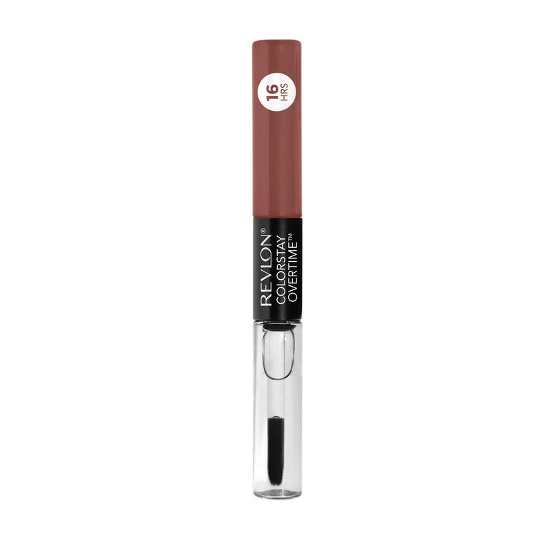 Revlon ColorStay Overtime Lipcolor, Dual Ended Longwearing Liquid Lipstick with Clear Lip Gloss, with Vitamin E in Plum / Berry, Taupe Time (560), 0.07 oz REVLON