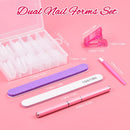 Dual Nail Forms Set,TsMADDTs 120 Pcs Clear Nail Extension Forms Coffin Nail Gel Forms with Nail Clips Nail Gel Brush Picker Nail Files Buffer Cuticle Pushers,Gel Nail Mold kit TsMADDTs