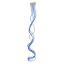 SWACC 12 Pcs Curly Wavy One Color Party Highlights Clip on in Hair Extensions Colored Hair Streak Synthetic Hairpieces (Dull Blue) SWACC