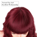 Relena Wine Red Short Wavy Wig with Bangs Synthetic Colored Shoulder Length Wig for Women Heat Resistant Fiber Curly Bob Wig 14 Inch Burgundy Wavy Bob Wigs for Daily Party Use Relena