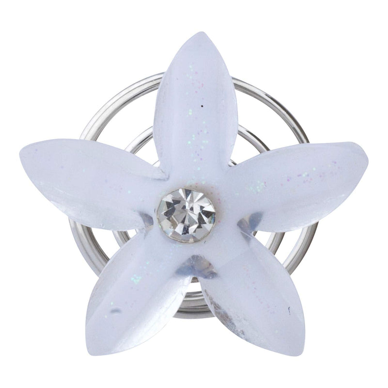 LUX ACCESSORIES White Flower Crystal Rhinestone Fashion Silvertone Hair Twist LUX ACCESSORIES