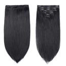 S-noilite Clip in Human Hair Extensions 100% Real Remy Thick True Double Weft Full Head 8 Pieces 18 Clips Straight Silky (10 Inch - 110g,Natural Black (
