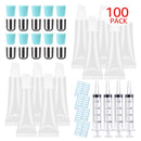 100 PACK 10ml Lip Gloss Tubes with 50 x Silver Caps + 50 x Blue Caps AMORIX