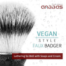 Anbbas 4in1 Vegan Style Synthetic Badger Hair Shaving Brush, Stainless Steel Shaving Stand Milk Shaving Soap and Bowl Set for Men Close Shave Kit Anbbas