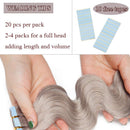 40 PCS Rooted Tape In Hair Extensions Real Human Hair Invisible Seamless Skin Weft Body Wave Highlight Double Side Tape Remy Human Hair Extensions Wavy For Women (16'',100g/40pcs,