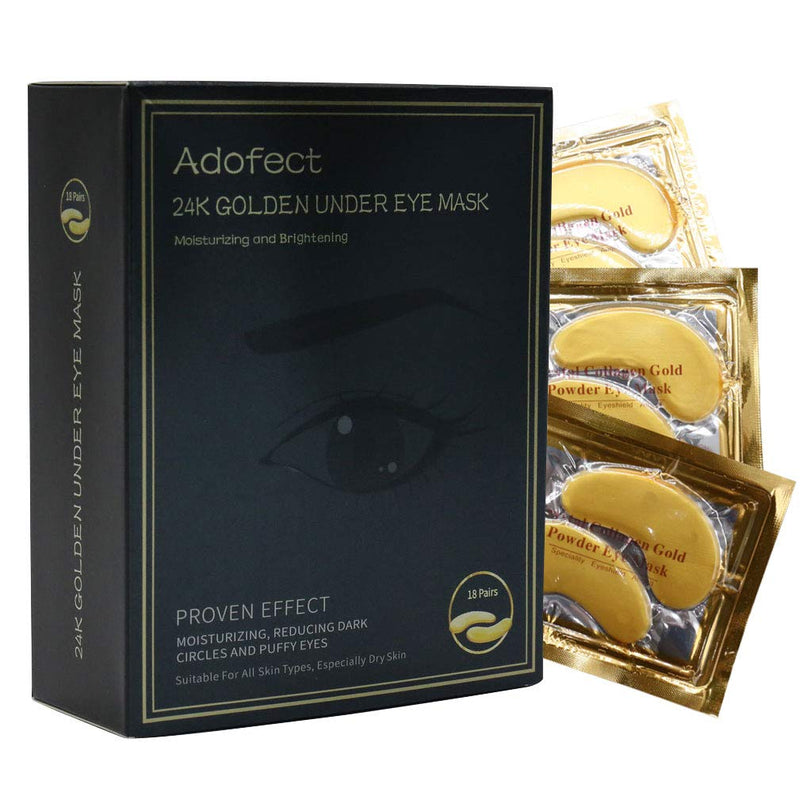 Adofect 25 Pairs 24K Gold Eye Mask Collagen Eye Mask, Under Eye Gel Pads, Under Eye Mask for Deep Moisturizing, Wrinkle, Eye Bags, Dark Circles & Puffiness, Refresh Your Eyes, 25 Pairs Adofect