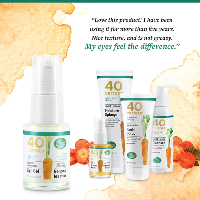40 Carrots Carrot and Cucumber Eye Gel - Instantly De-ages and Wakes Up Tired Looking Eyes, Paraben Free .5 fl oz (14.8 ml) 40 Carrots