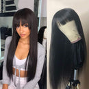 Short Human Hair Wigs with Bangs Brazilian Bob Straight Hair Virgin Human Hair Wigs for Black Women Short Straight Bob Wigs with Bangs Natural Black Wigs with Bangs YISEA Store