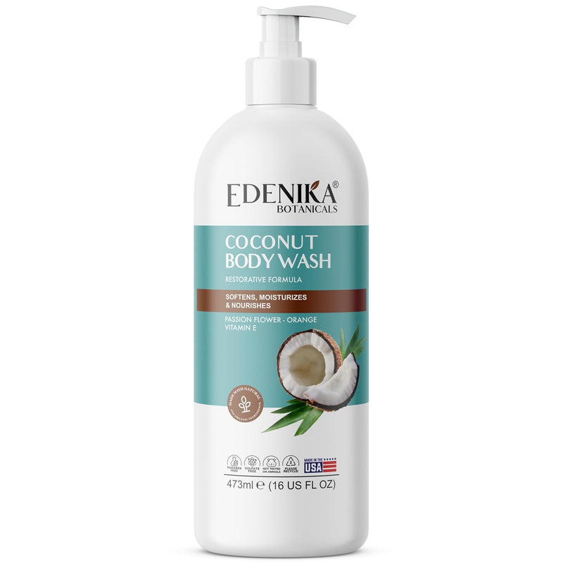 Coconut Body Wash, Cleans, Softens & Nourishes, Ultra Moisturizing Shower Gel for Dry and Sensitive Skin, Women & Men, Organic & Natural, 16 fl oz, 2-Pack Infinity Warehouse