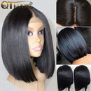 QTHAIR 14A Short Straight Bob Wigs Human Hair Lace Front Wigs (8 inch) 4x4 Lace Closure Wigs 150% Density Brazilian Virgin Hair Pre Plucked with Baby Hair QTHAIR