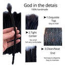 JISHENG Loc Extensions Human Hair Dreadlock 10inch Full Handmade Permanent Loc-Dreadlocks Extensions 30 Strands 0.8cm Width JISHENG