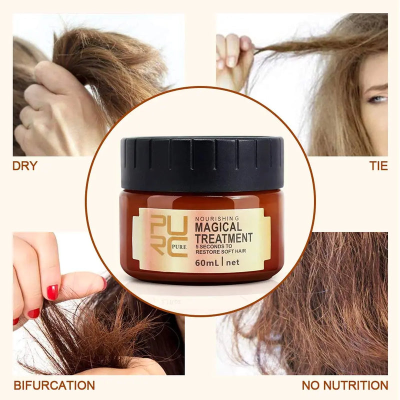Magical Hair Treatment Mask, Advanced Molecular Hair Roots Treatment Professtional Hair Conditioner, 5 Seconds to Restore Soft Hair, Instantly Service the Dry and Rough Hair Ends-60ml Stellar Express