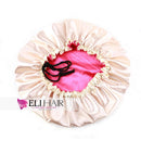 ELIHAIR Stain Bonnet Silky Sleep Cap Adjustable Satin Cap for Night Sleeping Hair Bonnet Reversible Double Layer Rose/Beige ELIHAIR