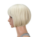 SWACC 10 Inch Short Straight Bob Wig with Bangs Synthetic Colorful Cosplay Daily Party Flapper Wig for Women and Kids with Wig Cap (Platinum Blonde) SWACC