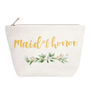 ElegantPark Maid of Honor Bridesmaid Cosmetic Bag Travel Makeup Bag for Women Bridal Shower Gifts Wedding Party Pouch Zipper Canvas ElegantPark