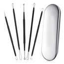 Blackhead remover,Acne treatment,Pimple Popper,Face Skin Care Kit,Professional Comedone Blemish, Zit, Whitehead Scar Extractor, 5 Piece Surgical Grade Stainless Steel Tools & Travel Case (black) Alayna TM