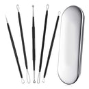 Blackhead remover,Acne treatment,Pimple Popper,Face Skin Care Kit,Professional Comedone Blemish, Zit, Whitehead Scar Extractor, 5 Piece Surgical Grade Stainless Steel Tools & Travel Case (black) Alayna (TM)
