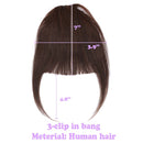 Clip in Bangs Remy Human Hair Extensions for Women One Piece Soft Thick Straight Hairpiece with Temple 3 Clips Accessories Full Neat Fringe 7"/18cm-Dark Brown