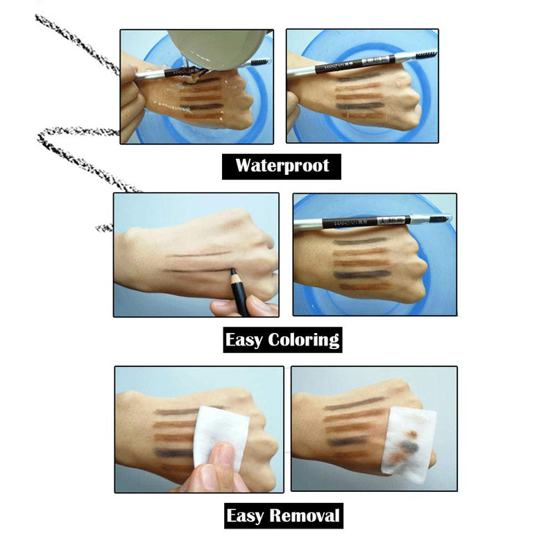 Eyebrow Pencil with Brow Brush 5pcs Pinkiou Waterproof Durable Liner Double-headed Makeup Brow Stylist Longlasting Microblading Pen Kit For Marking Outlining Eye Brow Liners 5 Colors Per Set Pinkiou Store