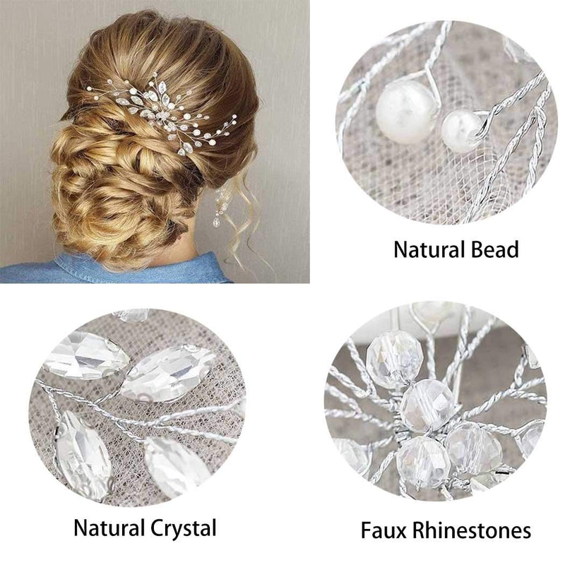 Aukmla Bride Wedding Hair Pins Pearl Beads Headpiece Hair Clip Barrette Decorative Flower Bridal Hair Accessories for Women and Girls Aukmla