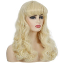 Morvally 50s Vintage Medium Length Blonde Wigs with Bangs | Natural Wavy Synthetic Hair Wig for Women Cosplay Halloween morvally Store