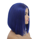 Bob Wigs T-Part Short Lace Front Human Hair Wigs Dark Blue Middle Part Pre Plucked Hairline with Baby Hair Straight Brazilian Real Human Hair Lace Part Bob Wig for Women Bleach Knots 180% Density 10" Ubetta Store