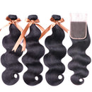 ALLRUN Body Wave 3 Bundles with Lace Closure Brazilian Human Hair Bundles With Closure Body Wave Unprocessed Virgin Hair Natural Color(16 18 20+14 Closure) ALLRUN Store