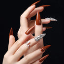 JASSINS False Nail Tips Artificial Nails,100 PCS Fake Clear Full Cover Nails 10 Sizes (Long Stiletto) JASSINS