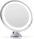 Fancii 10X Magnifying Makeup Mirror with True Natural Light and Locking Suction - 8 inch Large Lighted Travel Vanity Mirror, Dimmable Daylight LEDs, Battery and USB Operated - Luna (Silver) Fancii Store