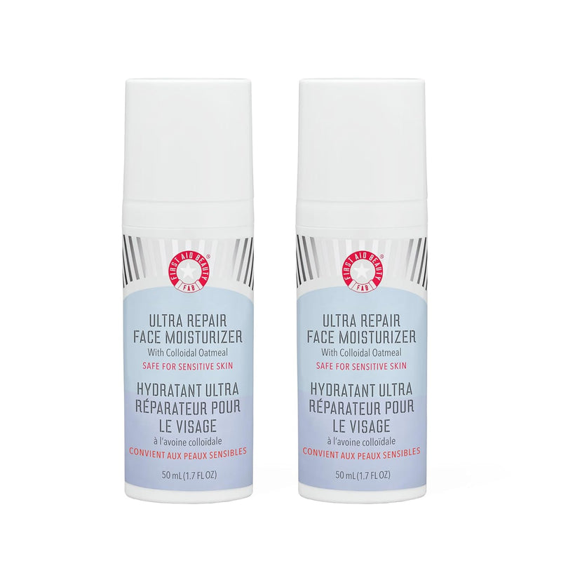 First Aid Beauty - Ultra Repair Face Moisturizer, Everyday Lightweight Non-Comedogenic Formula Helps Soften Skin with Ceramides & Shea Butter, Soothing Colloidal Oatmeal, 1.7 oz, 2 ct Infinity Warehouse