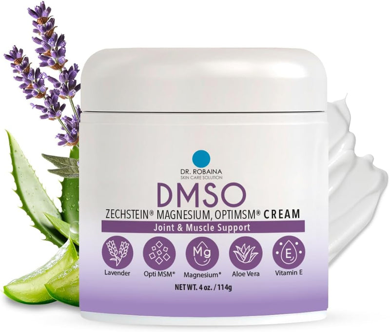Dr. Robaina Lavender DMSO Cream - 99.9% Pure Pharmaceutical Grade | Skin Nourishing Formula with Zechstein Magnesium, Arnica, Aloe Vera, Vitamin E - 4 oz | Made in USA Infinity Warehouse