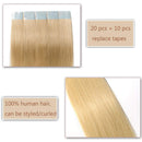 Tape In Hair Extensions Real Human Hair Invisible Seamless Skin Weft Double Side Tape Remy Human Hair Hightlight Balayage Natural Long Straight For Women(14'',30g/20pcs,