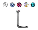 Pierced Owl 18GA EO Gas Sterilized G23 Implant Grade Titanium Bezel Set Crystal Top Nose Screw (Clear) Pierced Owl