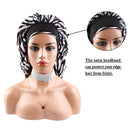 Sent Hair Extra Long Satin Bonnet for Women Silky Sleep Cap Double Layer Long Hair Bonnet for Braids,Curly,Long Hair- Soft Elastic Band,Black & White Pattern sent hair