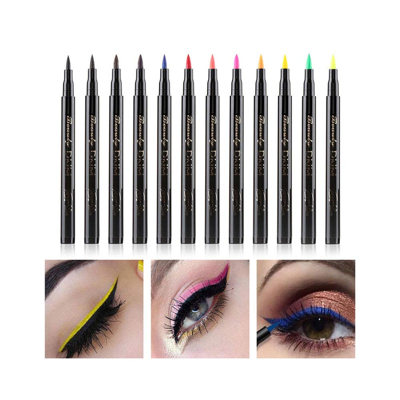 Cat Eye Makeup Waterproof Neon Colorful Liquid Eyeliner Pen Make Up Comestics Long-lasting Black Eye Liner Pencil Makeup Tools (red) DNM