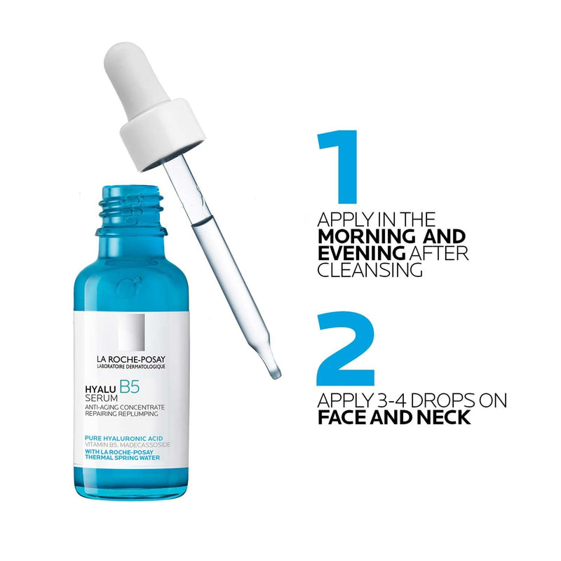 La Roche-Posay Hyalu B5 Pure Hyaluronic Acid Serum for Face, Vitamin B5 + Hyaluronic Acid + Madecassoside, Hydrating Serum Visibly Plumps Skin, Sensitive Skin Safe, Anti Aging, Oil-Free Infinity Warehouse