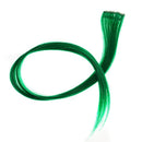 SWACC 12 Pcs Straight One Color Party Highlights Clip on in Hair Extensions Colored Hair Streak Synthetic Hairpieces (Green) SWACC