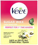 Veet Sugar Wax Hair Remover - Contains 12 Fabric Strips & 1 Spatula with a Temperature Indicator (Pack of 3) Veet