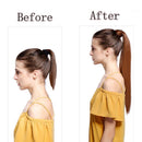 16 Inches 100% Real Human Hair Ponytail Extension One Piece Wrap Around Hairpiece With Comb Binding Pony Tail Extension For Girl Lady Women Long Straight