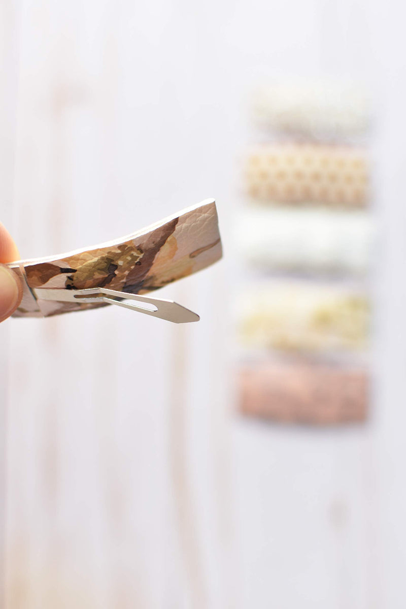 California Tot Rectangle Faux Leather Hair Snap, Non-Slip for Finest Hair, Toddlers, Girls (Essence Set of 5) California Tot